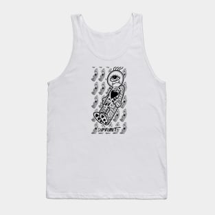 Dope little one eye monster cartoon ink-pencil black-and-white illustration Tank Top